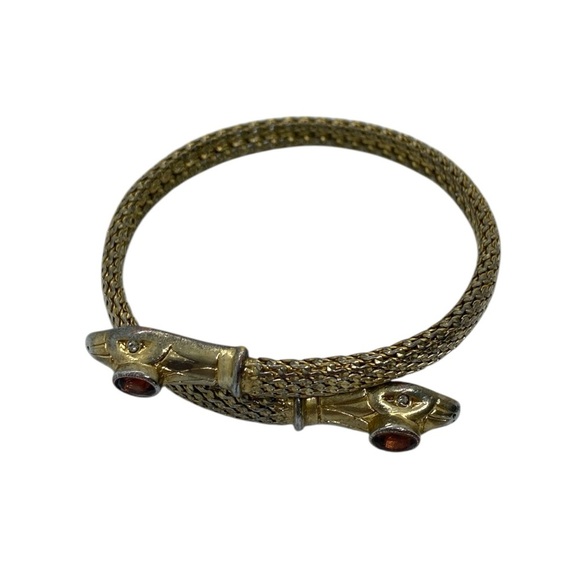 Stella & Dot Retired Double Head Snake Wrap Cuff Bracelet in Gold w. Sparkles - Picture 8 of 8